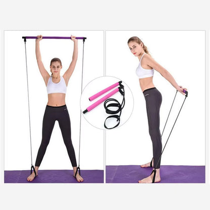 New Fitness Sport Pilates Bar Kit Gym Workout Stick Pilates Exercise Bar Kit with Resistance Band Body Building Puller Yoga Rope