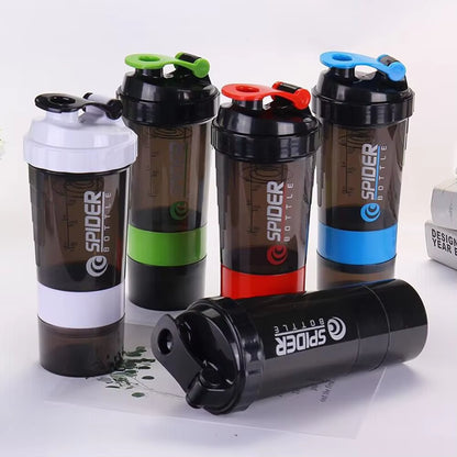 500ML Shaker Bottle Leak-Proof Workout Shake Cup with Mixer Gym Sports Shaker Water Bottle with Pill Supplement Storage