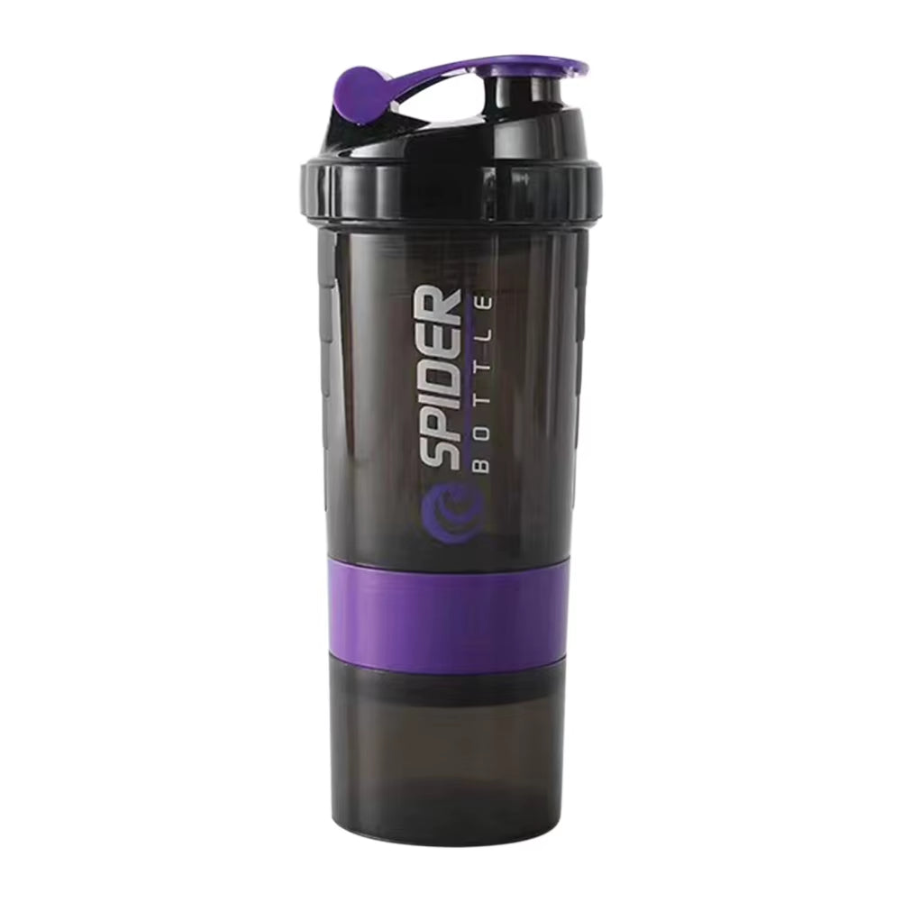 500ML Shaker Bottle Leak-Proof Workout Shake Cup with Mixer Gym Sports Shaker Water Bottle with Pill Supplement Storage