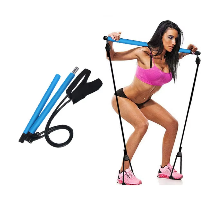 New Fitness Sport Pilates Bar Kit Gym Workout Stick Pilates Exercise Bar Kit with Resistance Band Body Building Puller Yoga Rope