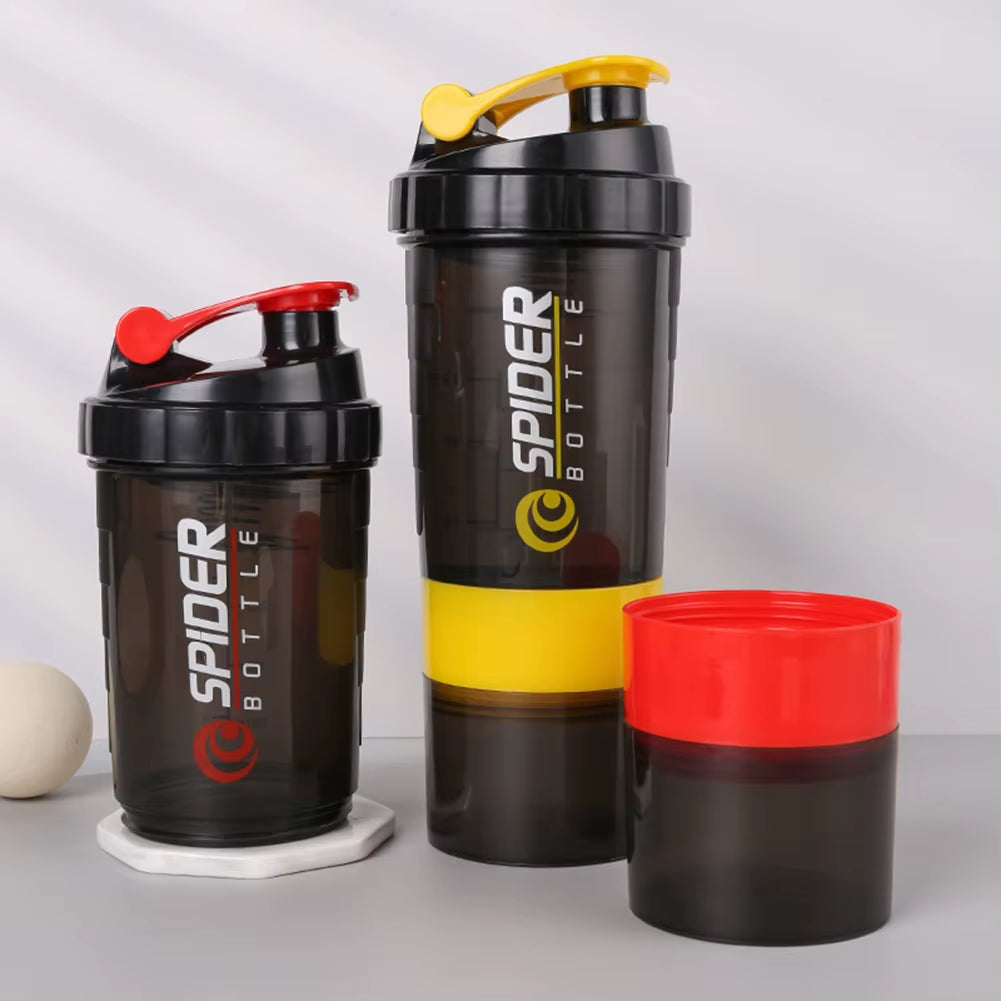 500ML Shaker Bottle Leak-Proof Workout Shake Cup with Mixer Gym Sports Shaker Water Bottle with Pill Supplement Storage