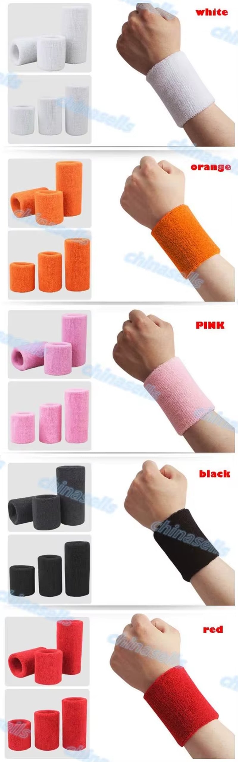 Sports Sweatband Cotton 15*8Cm Terry Cloth Wrist Sweat Bands Tennis Fitness Basketball Wristband Wrist Support Protector